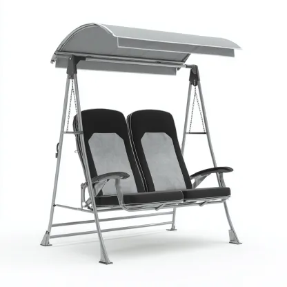 Balancelle de jardin en acier 170x120x160 cm - gris et noir - style moderne pour extérieur-Bamboomyden
