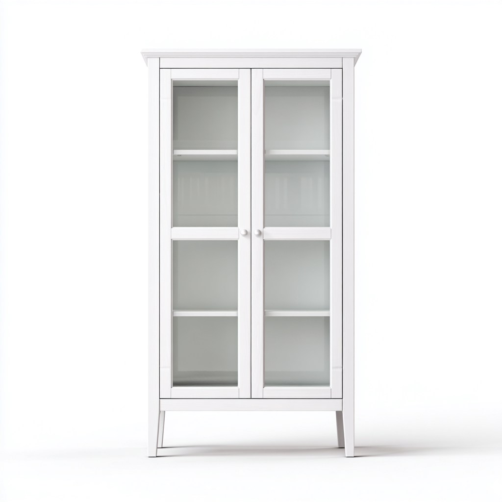 Vitrine bois et verre 80x40x180 cm - Blanc - Style classique-Bamboomyden