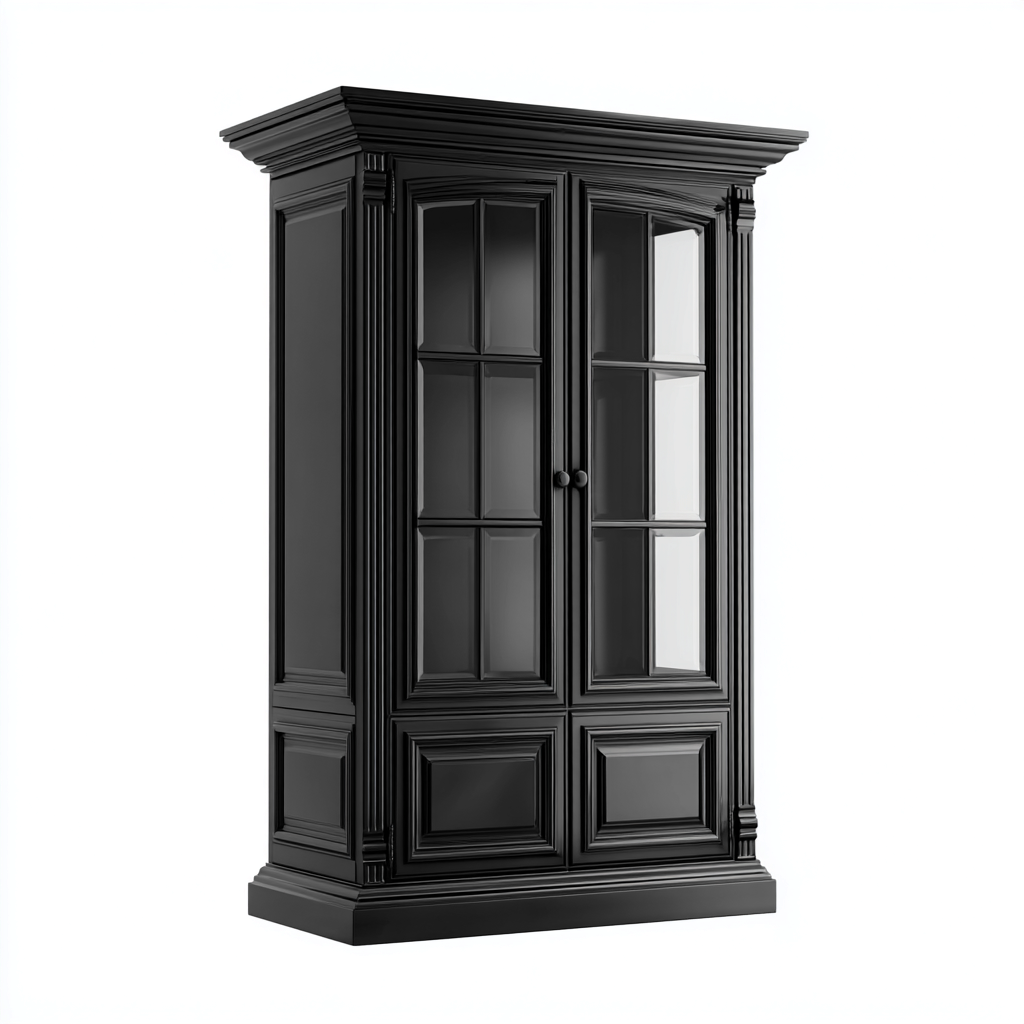 Vitrine en bois et verre 90x45x190 cm - noir - style classique contemporain-Bamboomyden