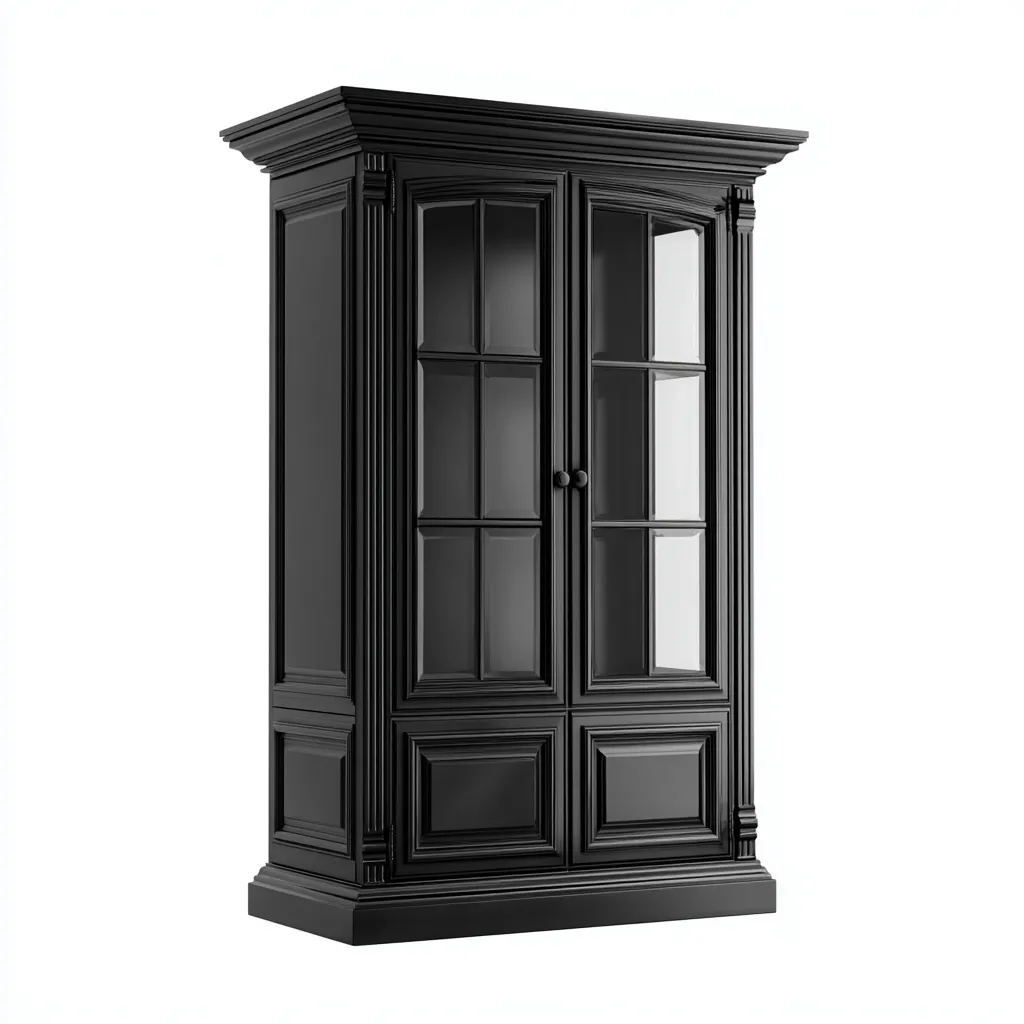Vitrine en bois et verre 90x45x190 cm - noir - style classique contemporain-Bamboomyden