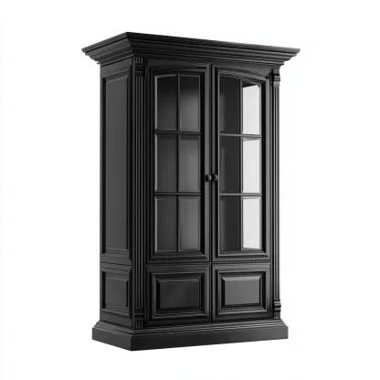 Vitrine en bois et verre 90x45x190 cm - noir - style classique contemporain-Bamboomyden