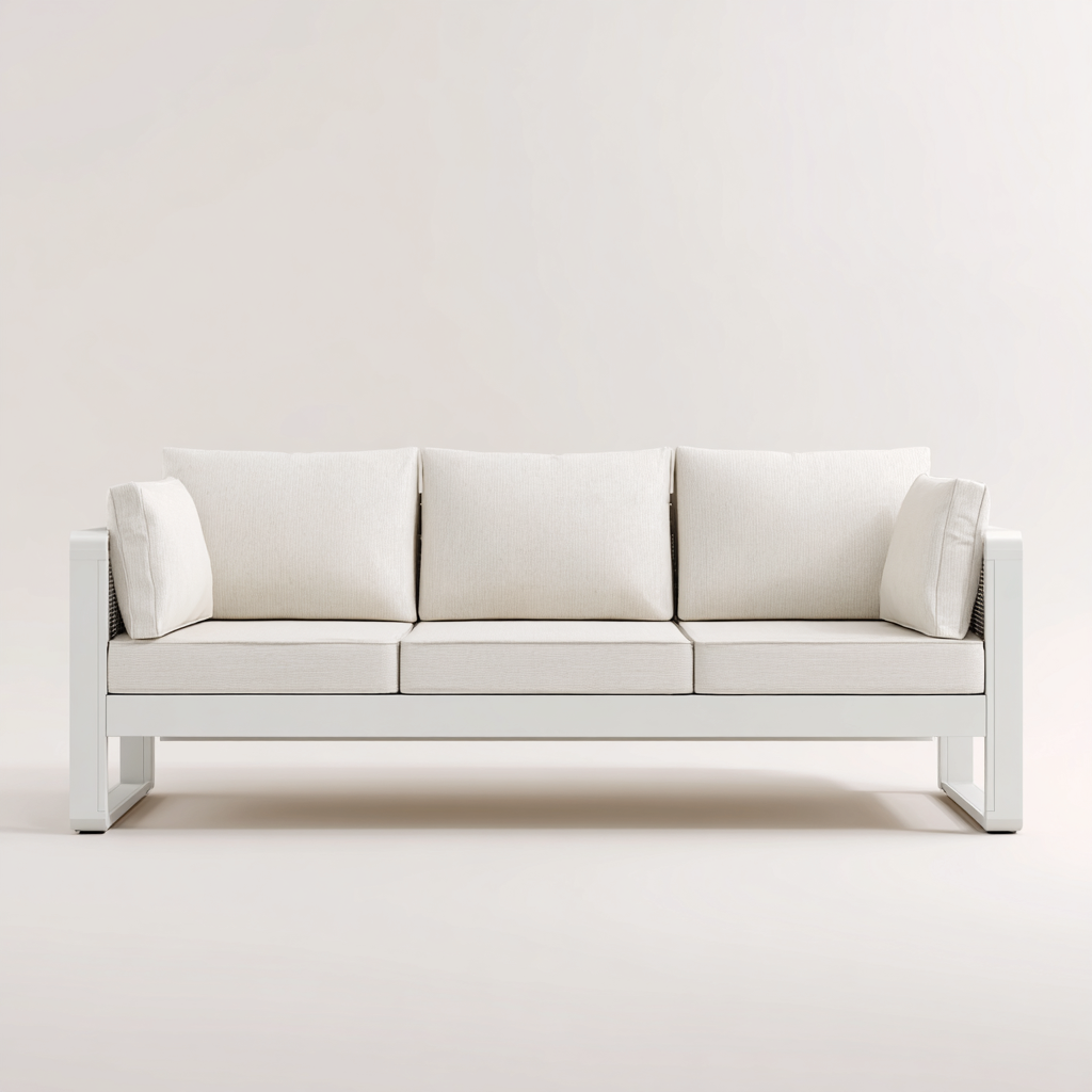 Canapé de jardin 200x75x70 cm - coloris blanc - design contemporain-Bamboomyden