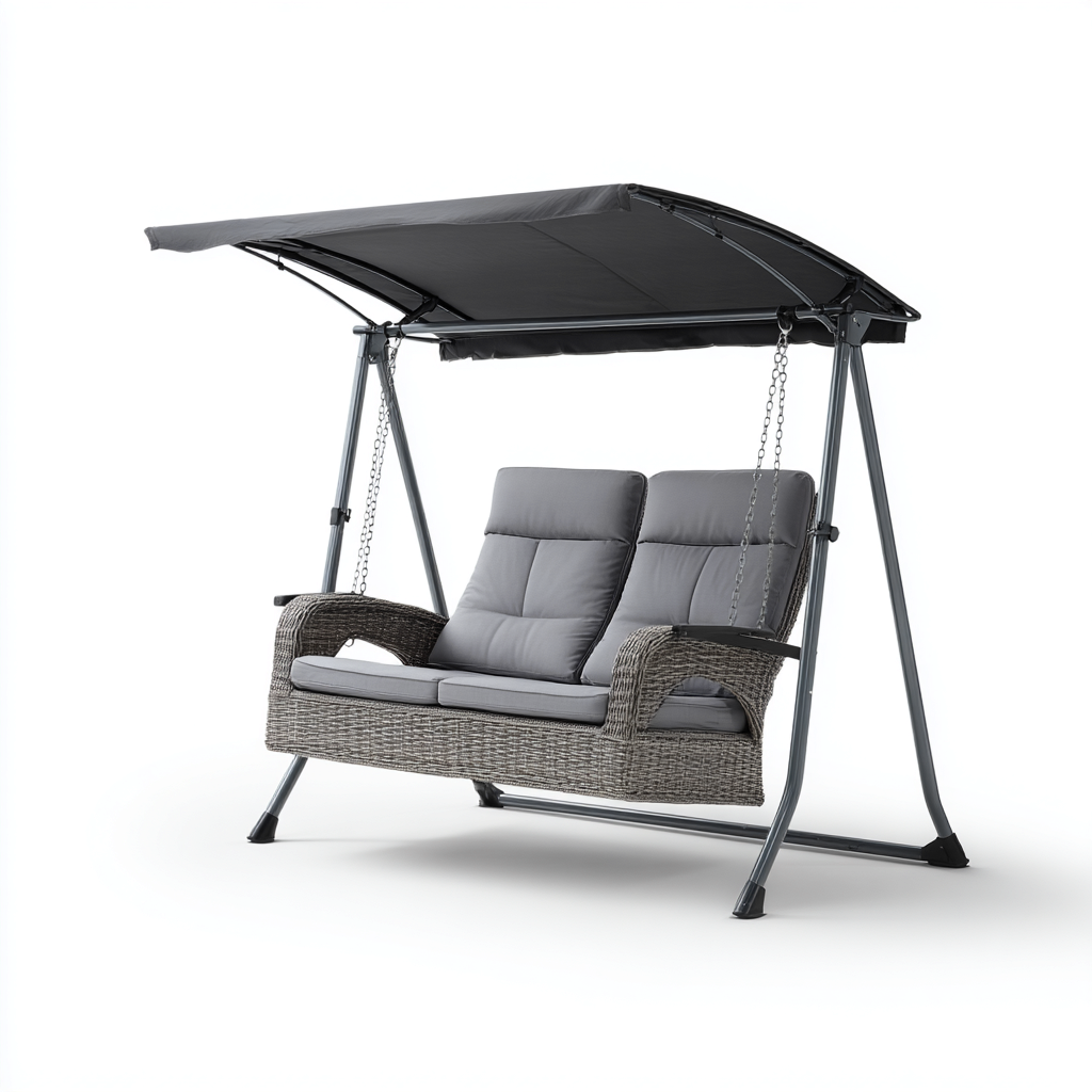 Balancelle de jardin 170x110x155 cm - coloris gris et noir - design contemporain-Bamboomyden