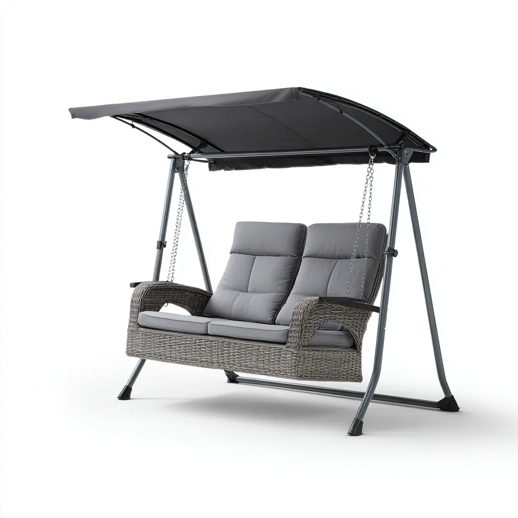 Balancelle de jardin 170x110x155 cm - coloris gris et noir - design contemporain-Bamboomyden