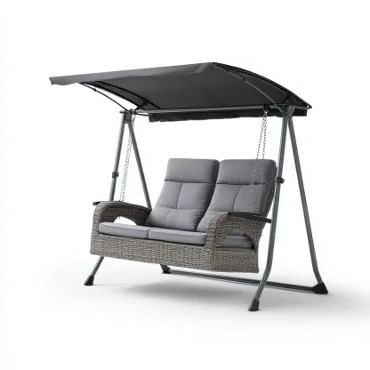 Balancelle de jardin 170x110x155 cm - coloris gris et noir - design contemporain-Bamboomyden