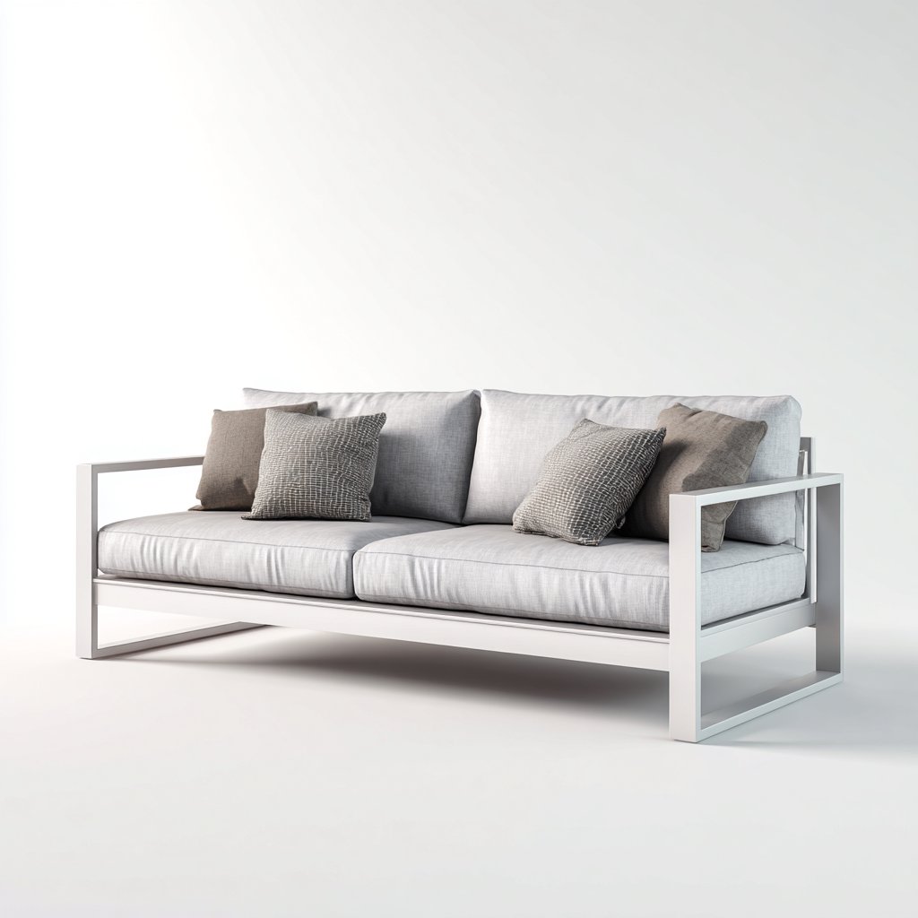 Canapé de jardin aluminium et tissu 200x80x75 cm - Gris clair-Blanc - Design contemporain-Bamboomyden