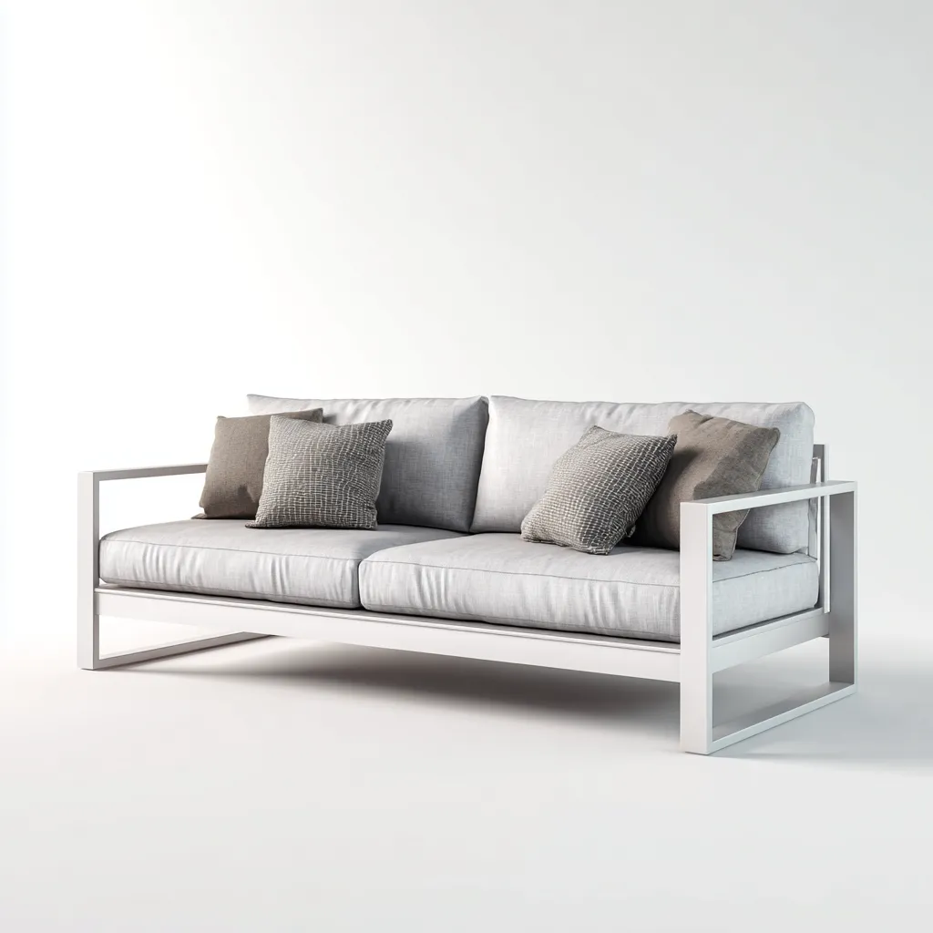 Canapé de jardin aluminium et tissu 200x80x75 cm - Gris clair-Blanc - Design contemporain-Bamboomyden