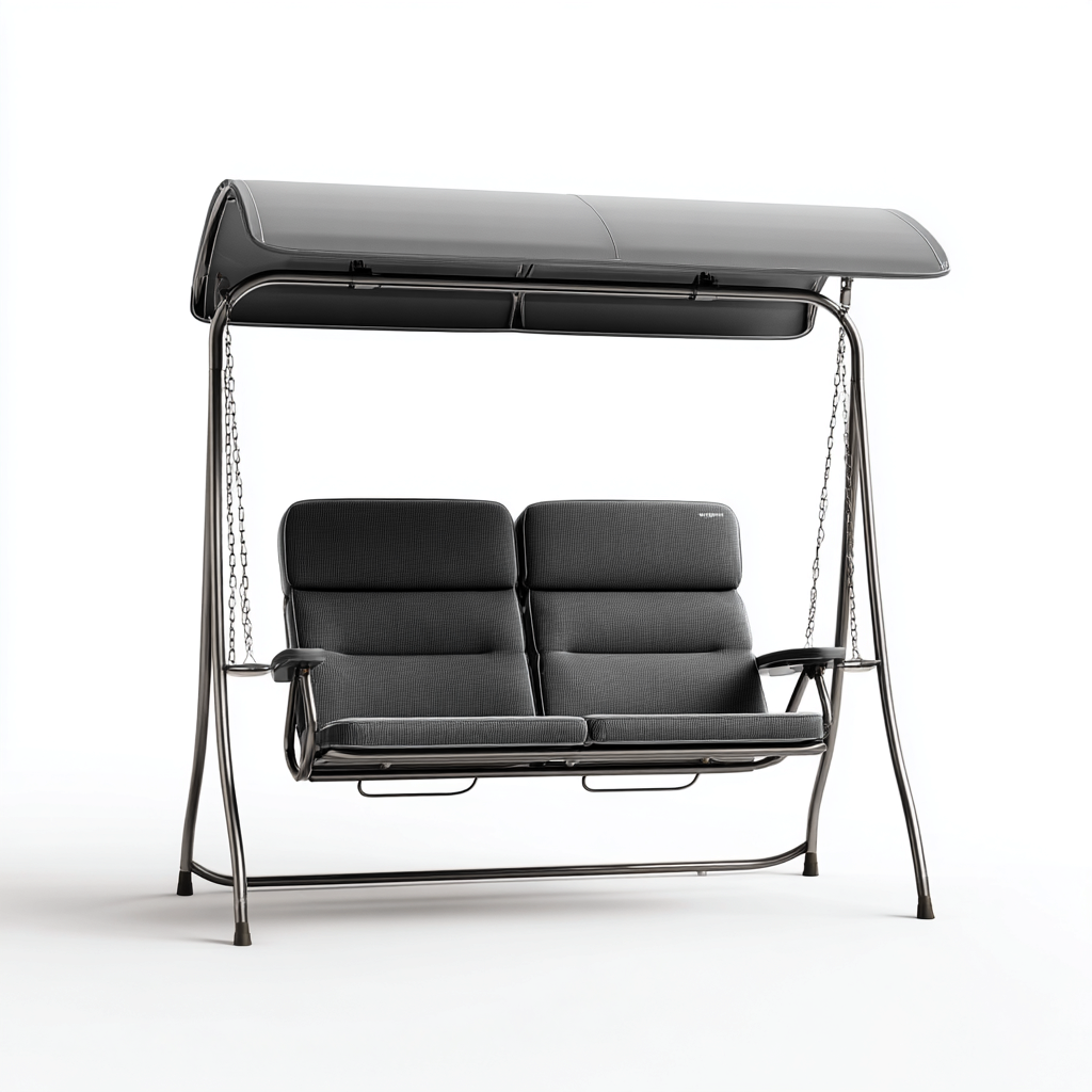 Balancelle de jardin 2 places en métal et tissu 190x120x170 cm - gris foncé - design contemporain-Bamboomyden