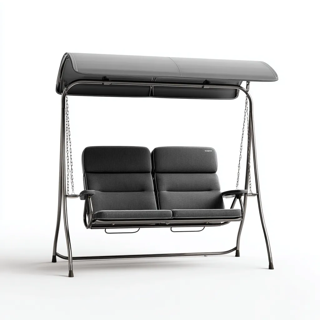 Balancelle de jardin 2 places en métal et tissu 190x120x170 cm - gris foncé - design contemporain-Bamboomyden