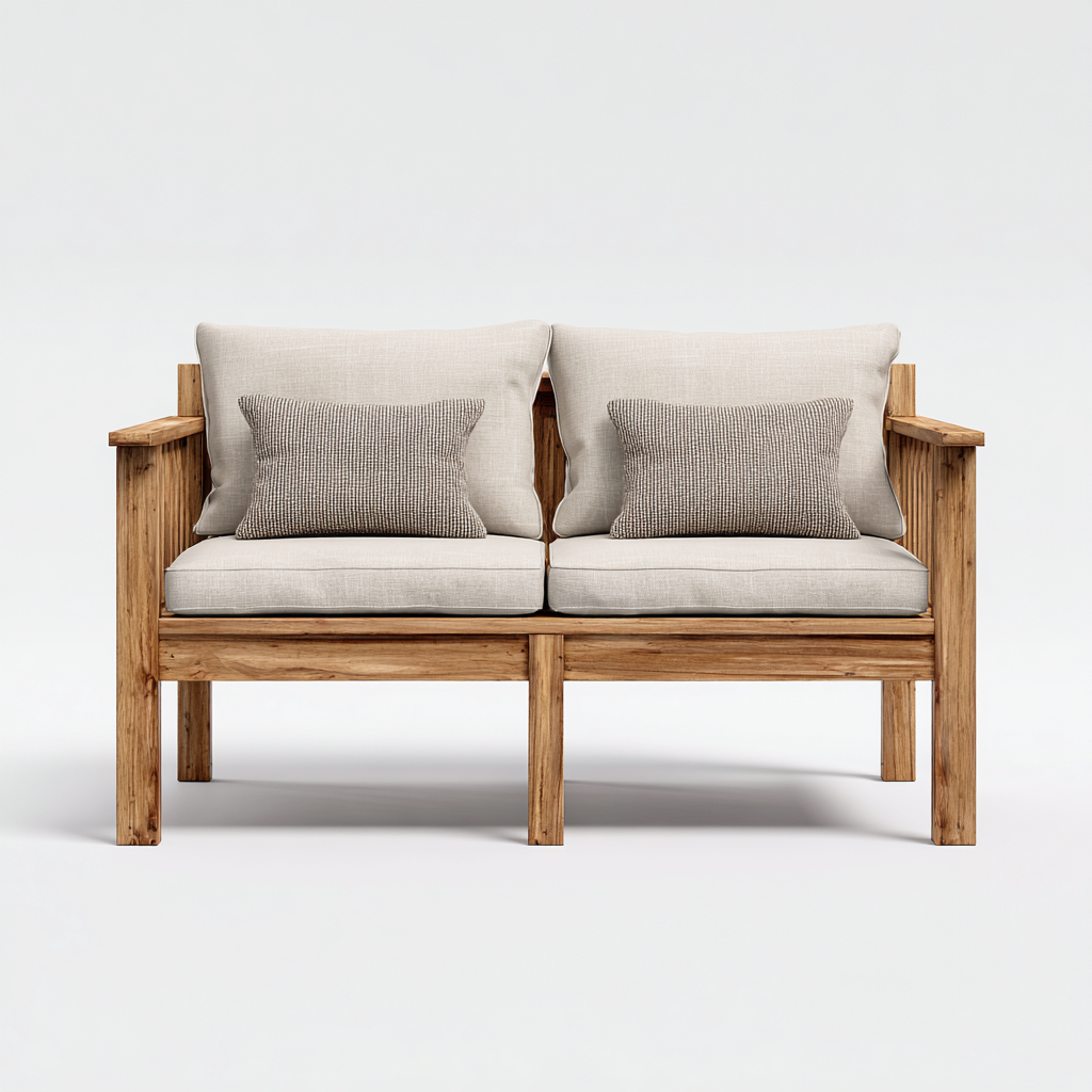 Canapé de jardin 150x75x70 cm - finition marron et beige - style naturel-Bamboomyden