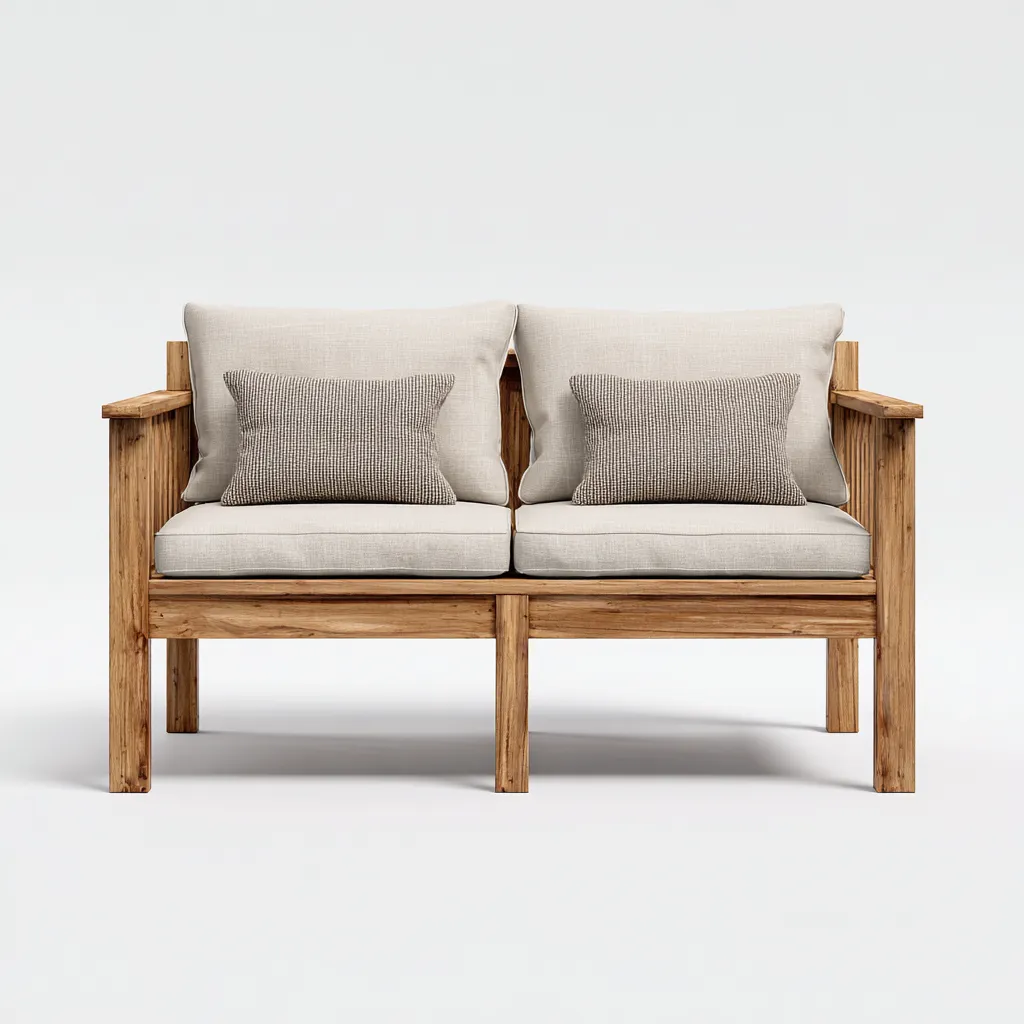 Canapé de jardin 150x75x70 cm - finition marron et beige - style naturel-Bamboomyden