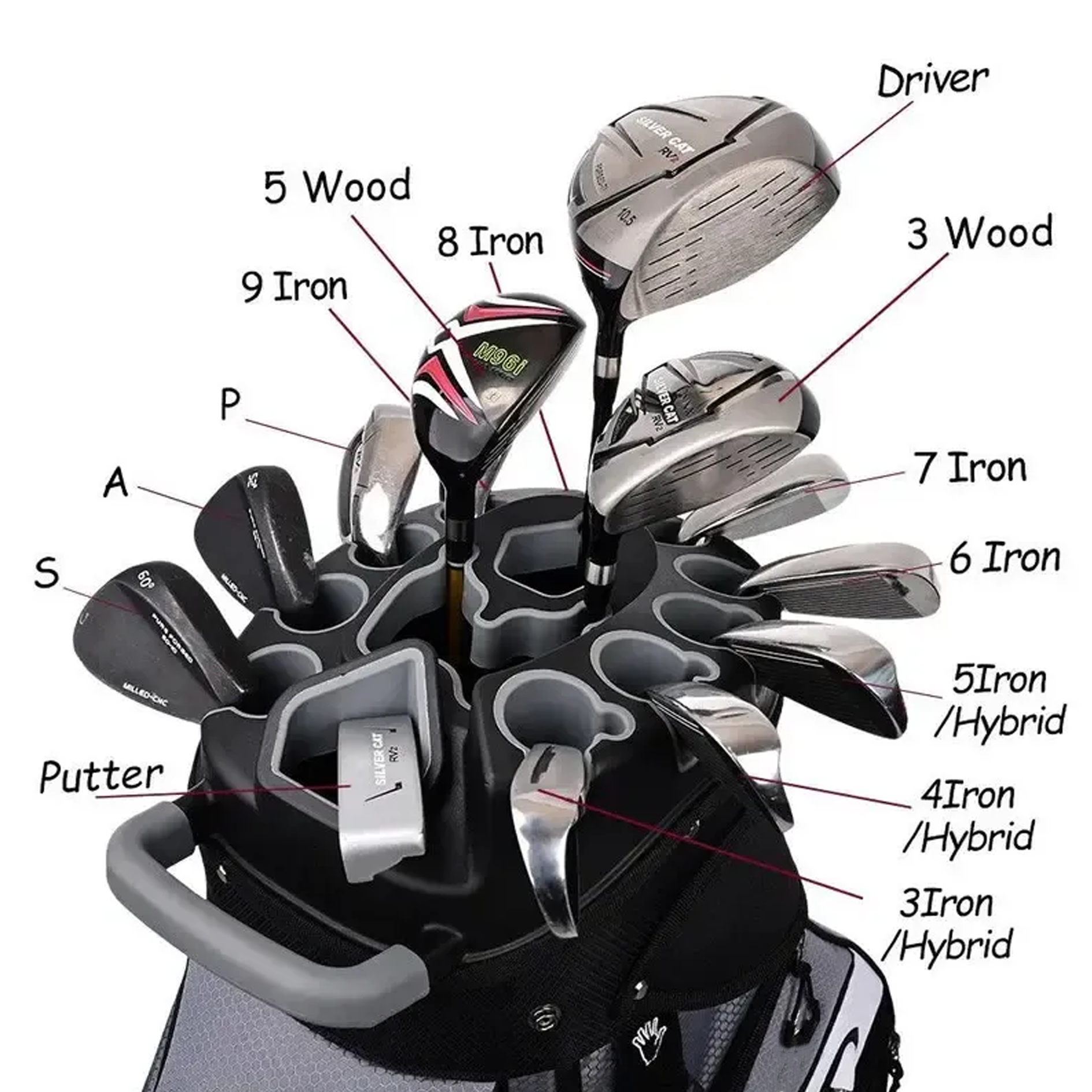 14-Way Organizer Golf Cart Bag – T-Lock Divider System, Quiet Design