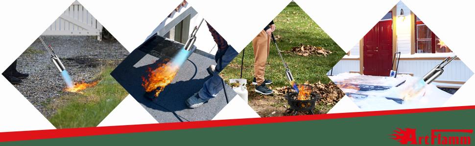【FathersDayGift】ARTFLAMM Springtok Propane Torch Weed Burner Kit with Storage Bag, Weed Torch with 10 FT Hose, Self Igniter Weed Flame Torch for Fire Pit, Roofing(Propane Tank Not Included) fathersdaygift