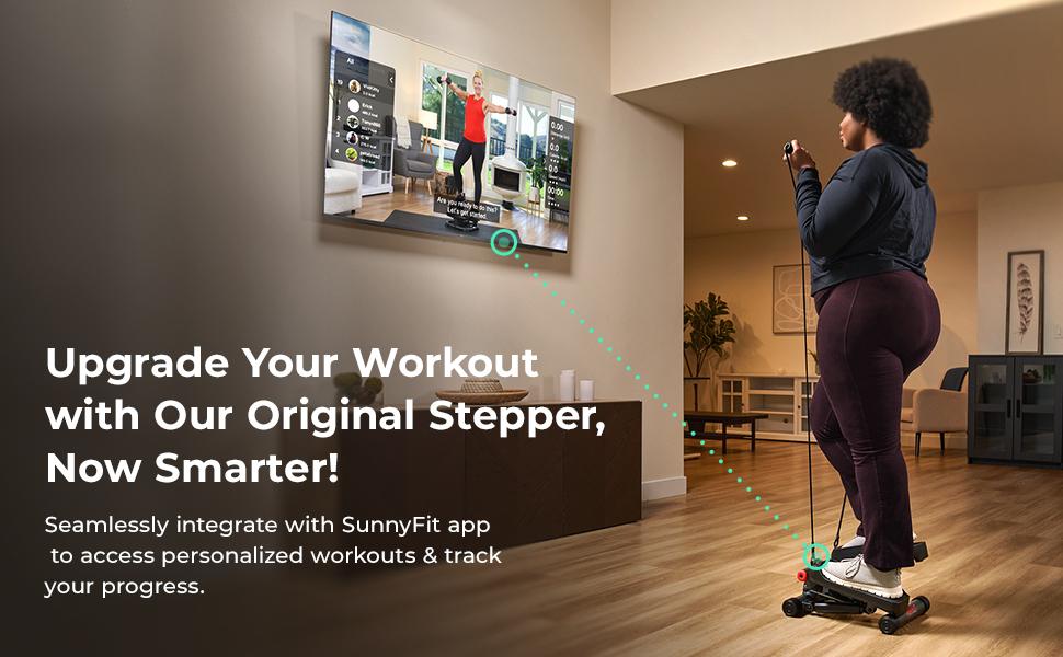 SUNNY Original Mini Stepper with Resistance Bands Whole Body Workout Home Gym Fitness Equipment Quiet Hydraulic Drive Compact Cardio Exercise Machine for Legs Glutes Core and Upper Body 300 lbs Capacity SUNNY Original Mini Stepper with Resistance Bands Whole Body Workout Home Gym Fitness Equipment Quiet Hydraulic Drive Compact Cardio Exercise Machine for Legs Glutes Core and Upper Body 300 lbs Capacity