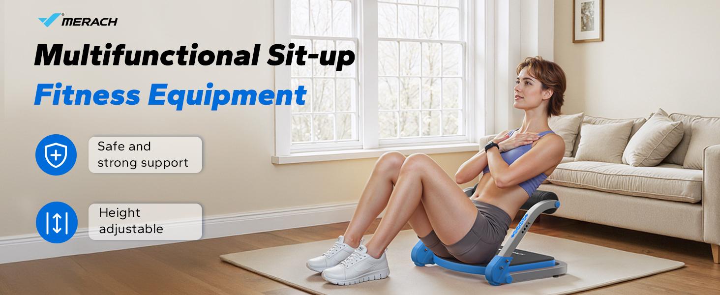 Merach Sit-Up Exercise Equipment, 3-Level Adjustable Ab Crunch Machine Roll-up Machine, Core Trainer for Body Shaping & Muscle Building, Compact Abdominal Workout System for Home Gym Summervibes
