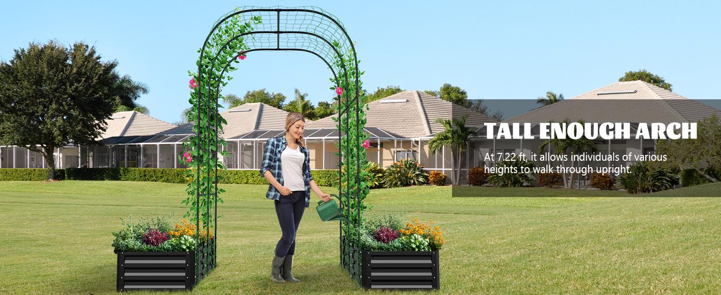 【Summervibes】Lilypelle 3-in-1 DIY Metal Raised Garden Bed with Arch Trellis, Wind-Resistant Heavy Duty Planter Box with Netting, Open Bottom Garden Bed for Climbing Plants Vegetables Flowers 【Summervibes】Lilypelle 3-in-1 DIY Metal Raised Garden Bed with Arch Trellis, Wind-Resistant Heavy Duty Planter Box with Netting, Open Bottom Garden Bed for Climbing Plants Vegetables Flowers