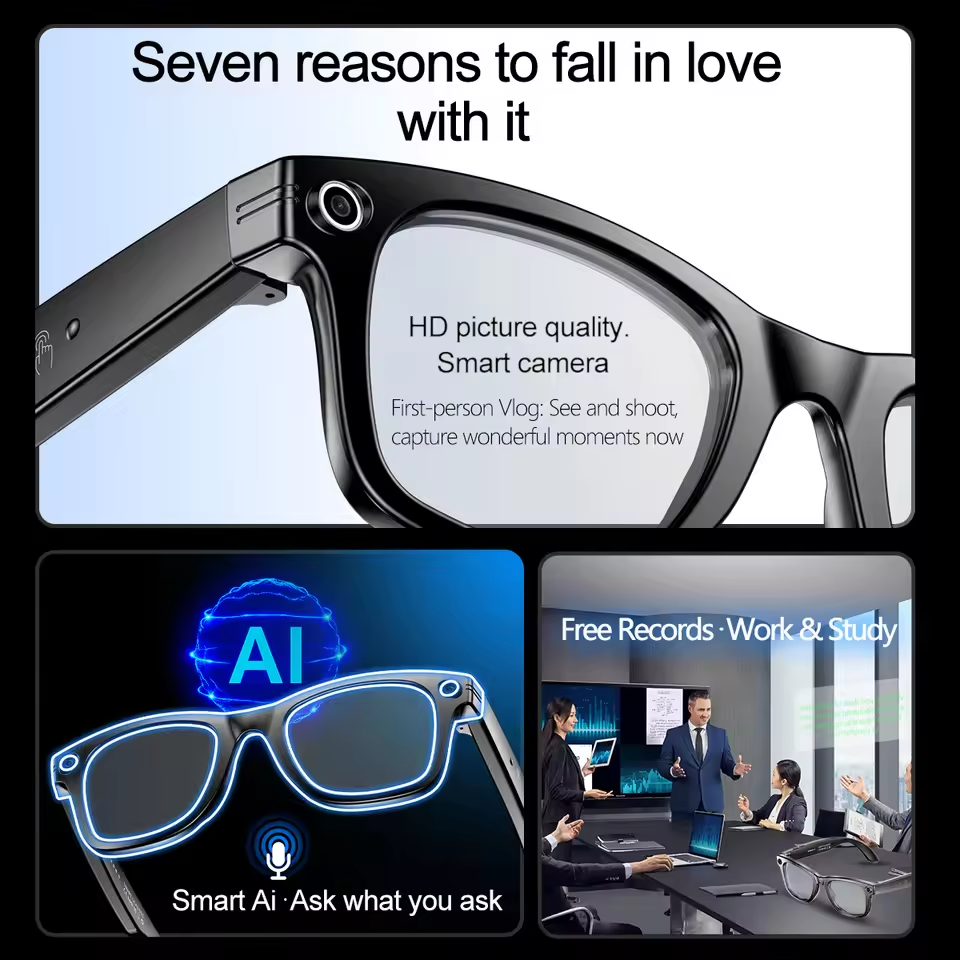 New 800W Camera AI Glasses Men Color-Changing Smart Translation Glasses Photo Video Recording Waterproof Call Smart Sunglasses