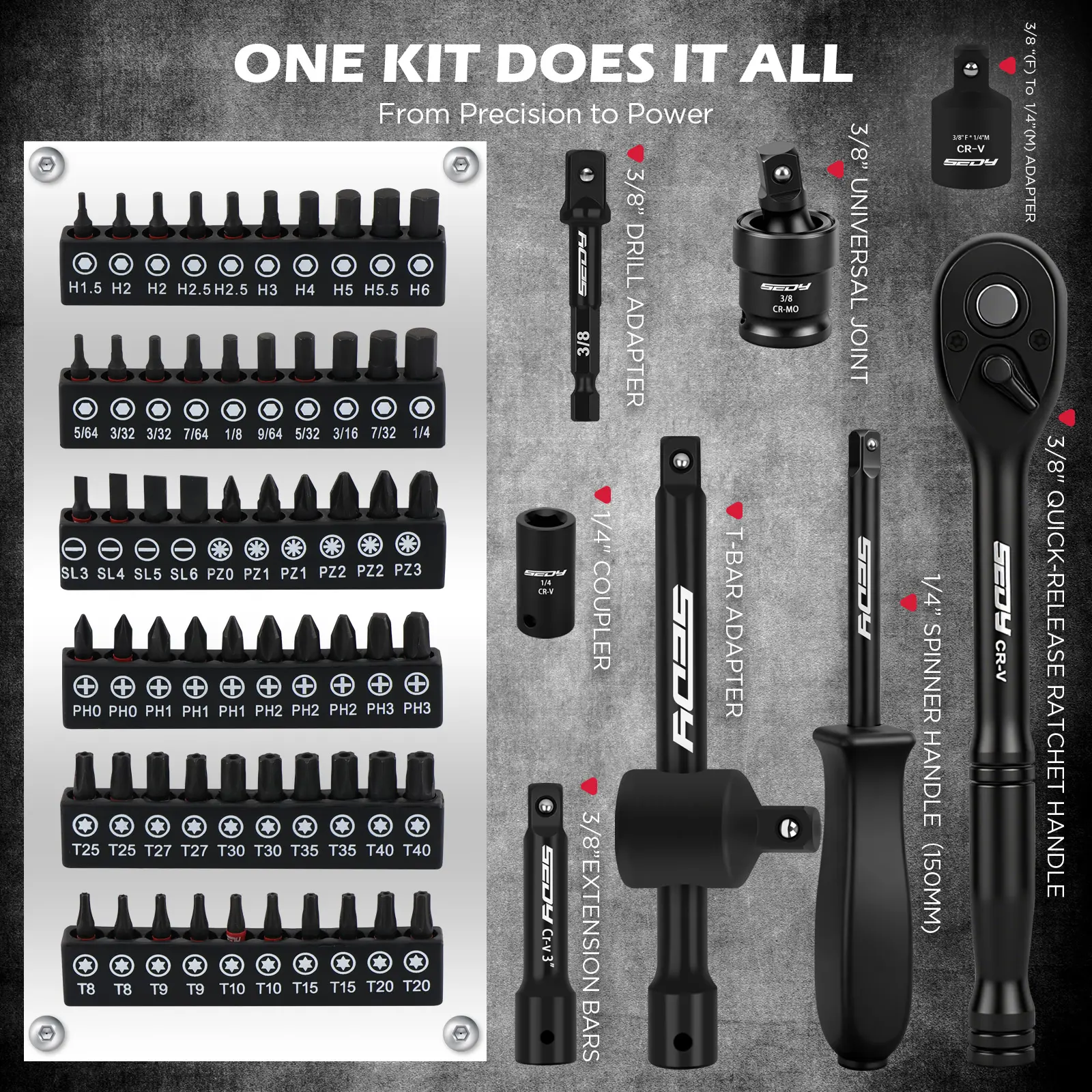Premium 132-Piece Mechanics Tool Set, SAE/Metric 1/4" & 3/8" Drive Socket Set, Ratcheting Wrenches, Extensions & Adapters, Quick-Release Ratchet, Professional Auto Repair Tool Kit