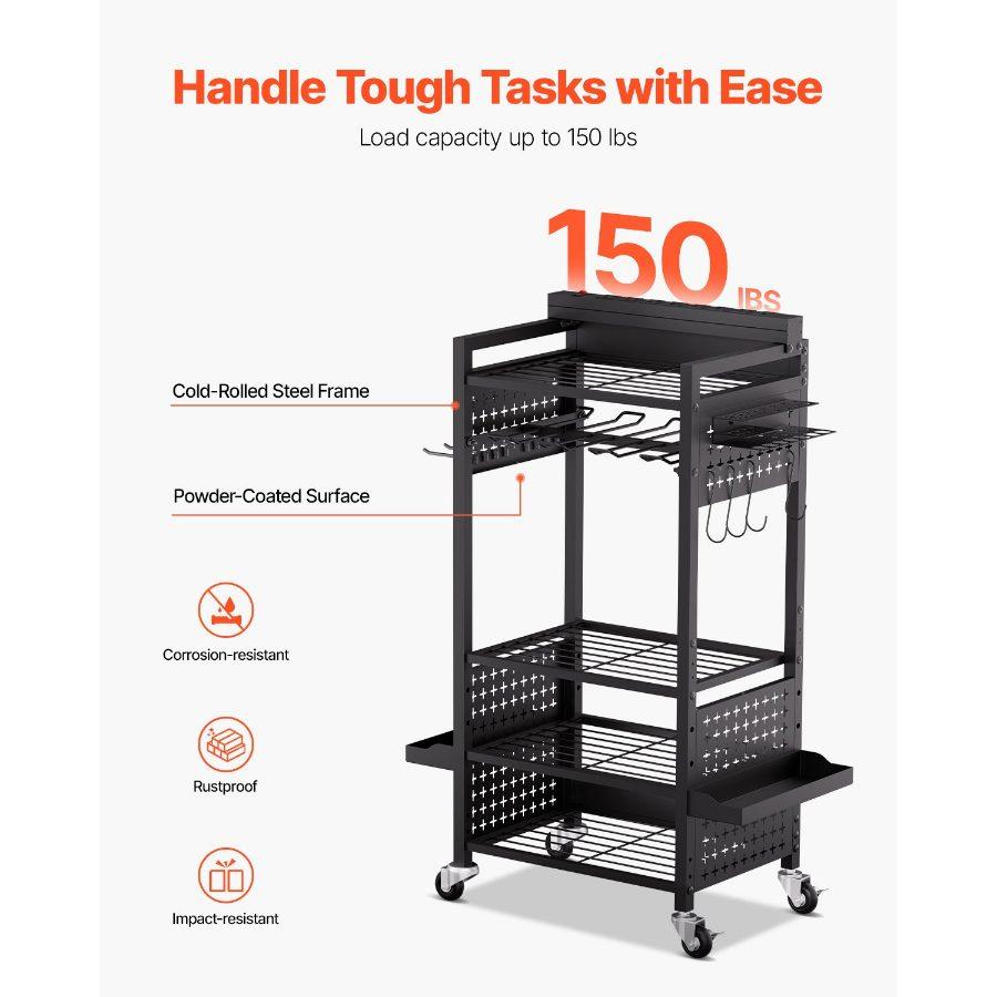 VEVOR 4-tier Tool Organizer Cart with Charging Station, 8 AC Outlet, Floor Stand Rolling Drill Holder and Tool Battery Storage Rack on Wheels, Garage Floor Rolling Storage Cart for Workshop, Garage VEVOR 4-tier Tool Organizer Cart with Charging Station, 8 AC Outlet, Floor Stand Rolling Drill Holder and Tool Battery Storage Rack on Wheels, Garage Floor Rolling Storage Cart for Workshop, Garage