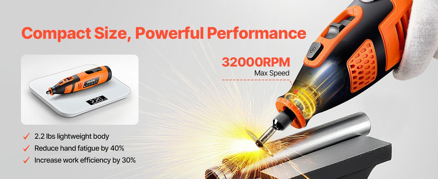 fathersdaygift  VEVOR 119-Piece Cordless Rotary Tool Kit, DC12V Portable Mini Power Rotary Tool, 28-Level Speed 5000-32000 RPM Multi-Purpose DIY Tools for Engraving, Sanding, Polishing, Carving, Cutting, DIY Crafts