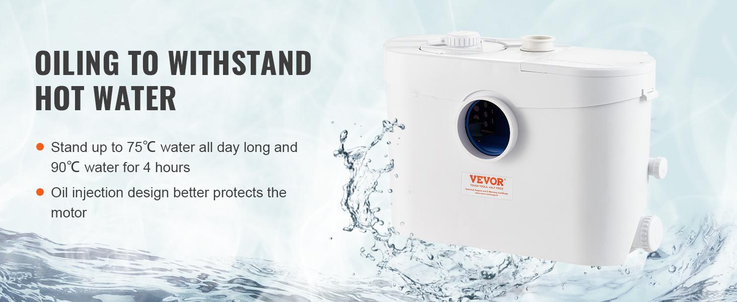 fathersdaygift  VEVOR Macerator Pump, 700W, 9600 L/h Flow, 32.8 ft/10 m Head, Macerator Sewerage Sump Pump with 3 Water Inlets for Toilet, Basement, Kitchen, Sink, Shower, Bathtub Waste Water Disposal Upflush Machine