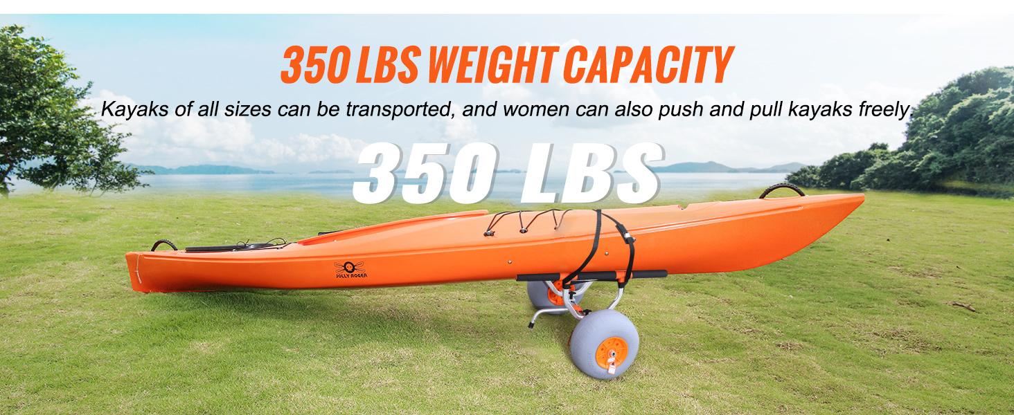 VEVOR Heavy Duty Kayak Cart, TikTokShopBlackFriday, Foldable Canoe Trolley Cart with 12'' Tires, Adjustable Width 6.69"-17.32",350 Lb Weight Capacity Kayak Trolley for Kayaks Canoes Paddleboards Float Mats Jon Boats