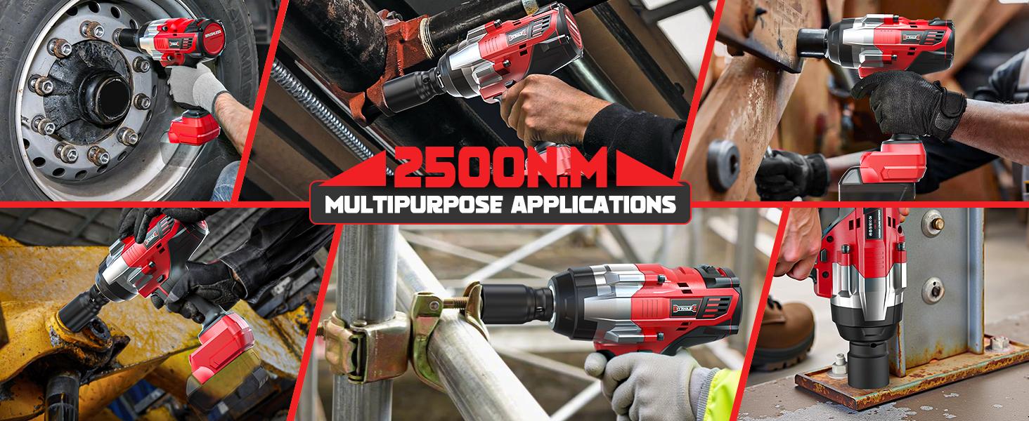 1850Ft-lbs (2500N.m)-3/4"Impact Wrench Compatible with Milwaukee 18V Battery (NO Battery!!!), Brushless Impact Gun 4-Speed with Auto-Stop Reverse for Car/Truck fathersdaygift