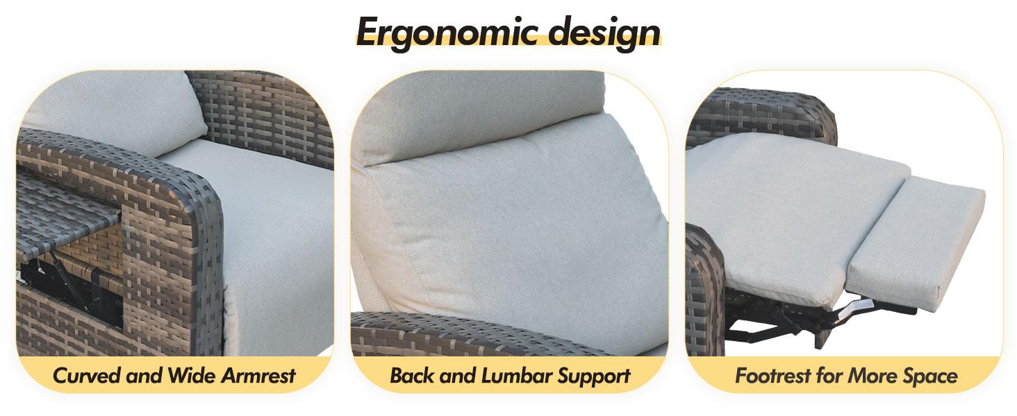 ZZWHOM PE Wicker Recliner Chair with Side Table – 1/2 PCS Set, Outdoor Patio Chair with Reclining Back, Swivel & Non-Swivel Options Available, All-Weather Resin Wicker Chair for Balcony Backyard Poolside