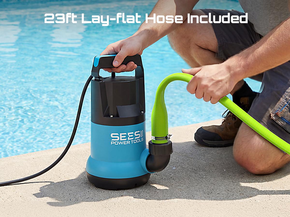 【FathersDay Gift】SEESII 1HP Submersible Water Pump, 4755GPH High Flow Sump Pump with 23ft Hose Kit, Anti-Clogging Filter Net for Swimming Pool Hot Tub Pond Basement Rooftop Garden Water Removal fathersdaygift 【FathersDay Gift】SEESII 1HP Submersible Water Pump, 4755GPH High Flow Sump Pump with 23ft Hose Kit, Anti-Clogging Filter Net for Swimming Pool Hot Tub Pond Basement Rooftop Garden Water Removal fathersdaygift