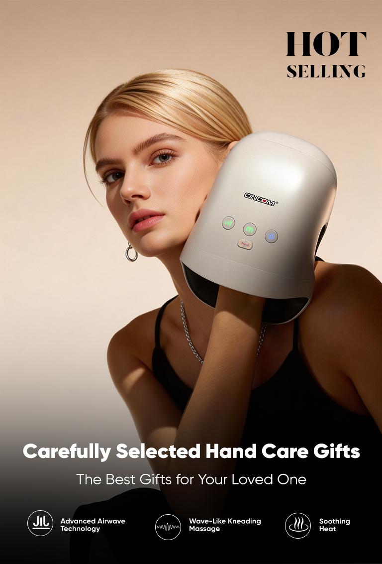 CINCOM Portable Hand Massager, Cordless, Advanced Airwave Technology, Customized Mode & Heating Function, Long-Lasting Battery Life, Auto-Off Feature, Perfect for Daily Relaxation, Comfort, White, Ideal Gift for Christmas & Birthday,summerwins
