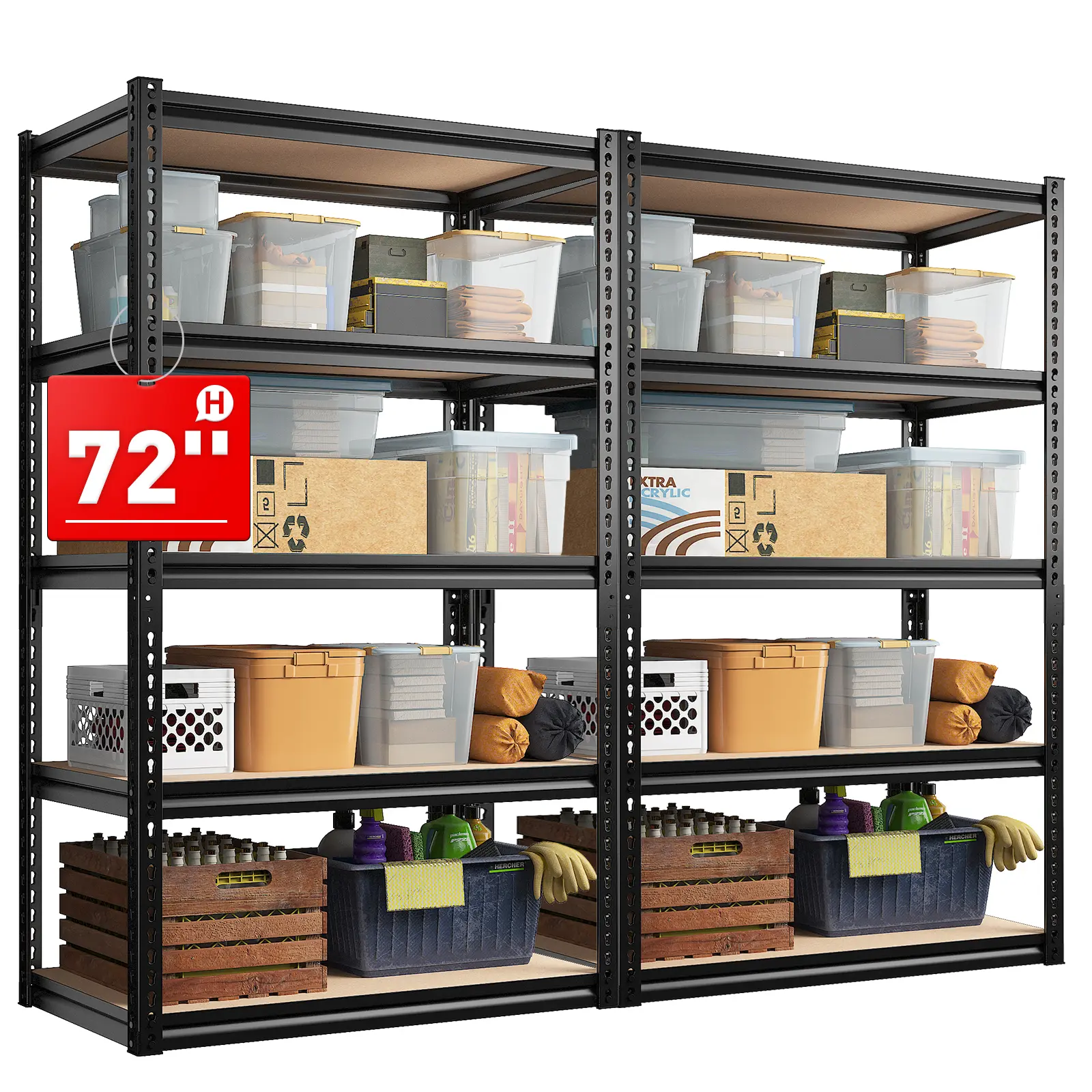 Garage Shelves Classic 5-Tier Metal Storage Shelving Unit Height Adjustable Versatile Utility Rack Shelf for Craft Warehouse Pantry Kitchen Organiser Industrial Bookshelf 