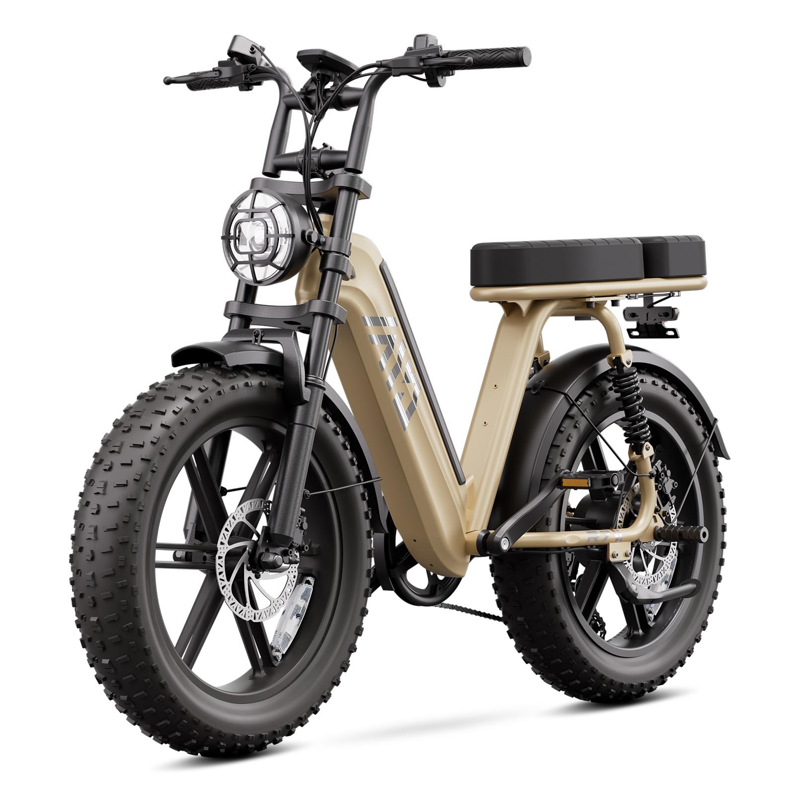 Summervibes 1500W Peak (750W Rated) Electric Bike, 20" Fat Tires, 90Nm Torque, 28MPH Top Speed, 48V 15Ah Battery, 65KM Range, LCD Display & Bluetooth App | Black & Desert Yellow