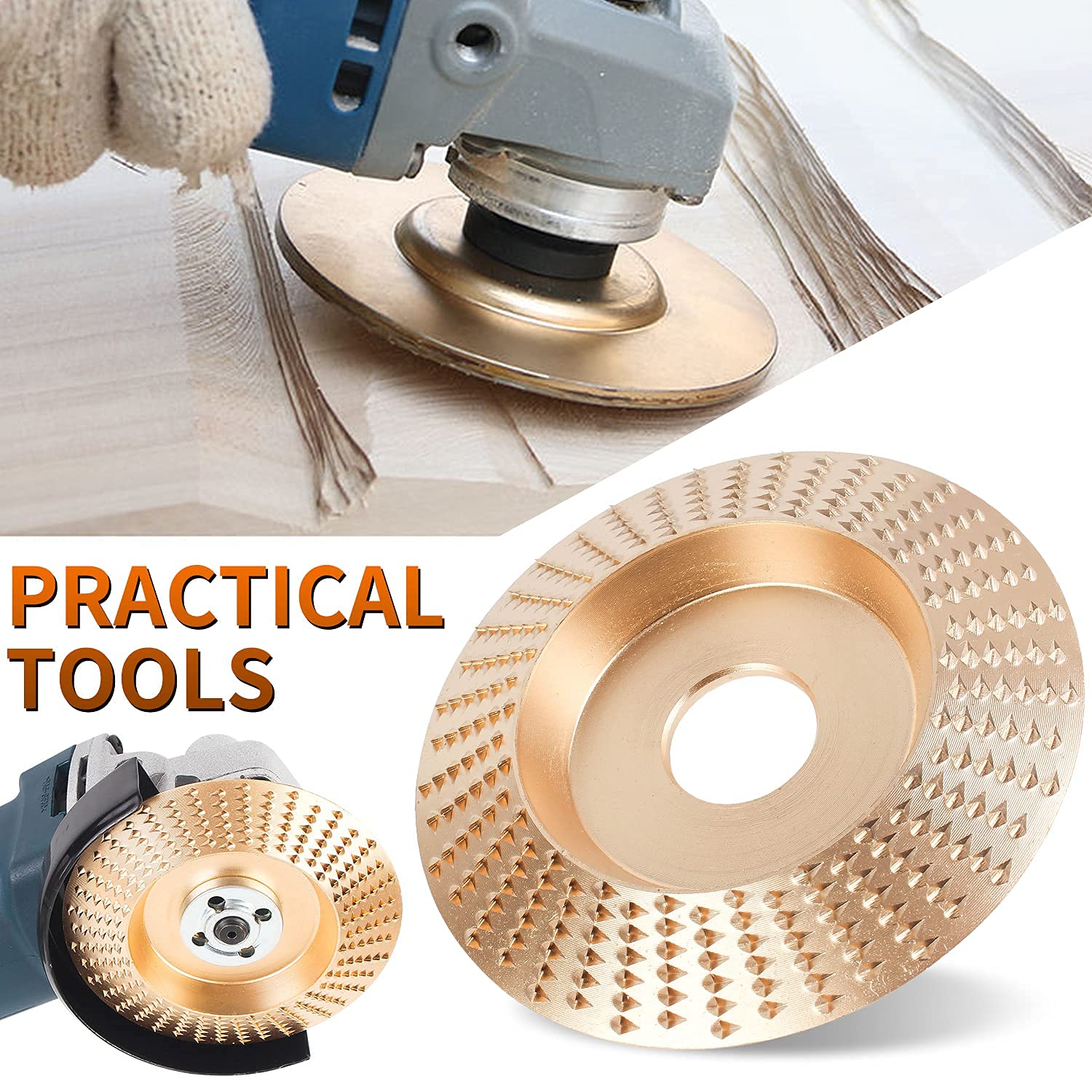 Upgraded 3PCS Wood Carving Disc Set for 4" or 4 1/2" Angle Grinder with 5/8" Arbor, Grinding Wheel Shaping Disc for Wood Cutting, Grinder Cutting Wheel Attachments