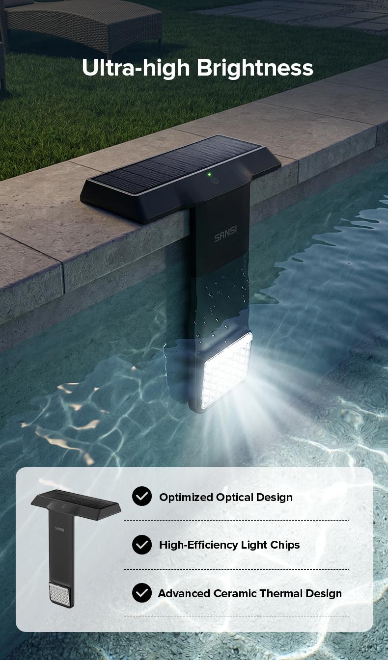 SANSI Solar Poolside RGB Light with Remote, Waterproof Submersible Pool Light for Inground & Above Ground Pools &ndash; Summer Vibes Decorative Outdoor Lighting, Mother's Day Gift summervibes