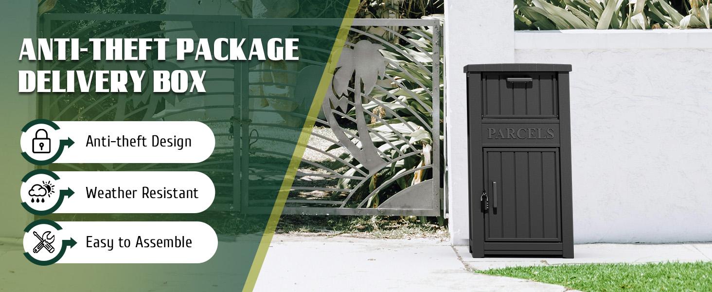 Anti-Theft Waterproof Lockable Storage Box for Outdoor Package Delivery Large Capacity Weatherproof Deck Box for Porch House Curbside,Summervibes