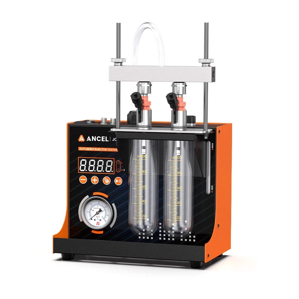 ANCEL JC200 2-Cylinder Fuel Injector Tester & Flow Cleaner Removes Light Surface Deposits During Testing, Adjustable Pressure, Built-in 12V Pump for Cars & Motorcycles