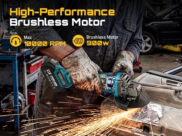 SEESII Cordless Angle Grinder Kit with 2x4.0Ah Batteries, 10000RPM Brushless Electric Metal Grinder w/ 4-1/2" Cutting Wheel, Flap Wheel, and Wool Carving Wheel for Precision Cutting & Grinding#SummerVibes