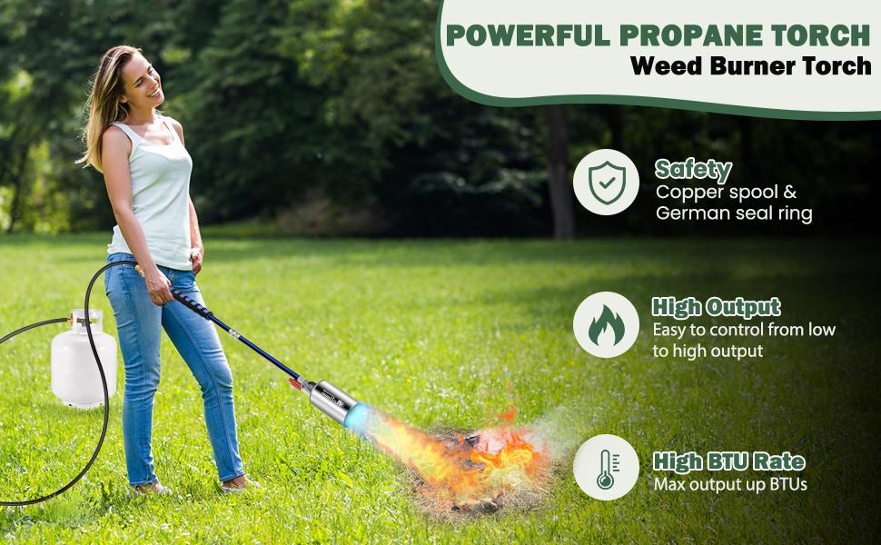 【FathersDayGift】ARTFLAMM Springtok Propane Torch Weed Burner Kit with Storage Bag, Weed Torch with 10 FT Hose, Self Igniter Weed Flame Torch for Fire Pit, Roofing(Propane Tank Not Included) fathersdaygift