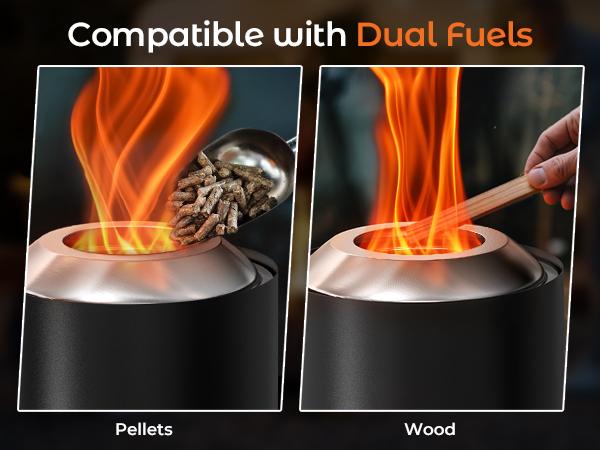【Father's Day Gift】BALI OUTDOORS Game Day 6.5 inch Pellet Tabletop Fire Pit Round, Stainless Steel Table Top Firepit Small, Outdoor Smokeless Firepit Portable, Burning Firepit