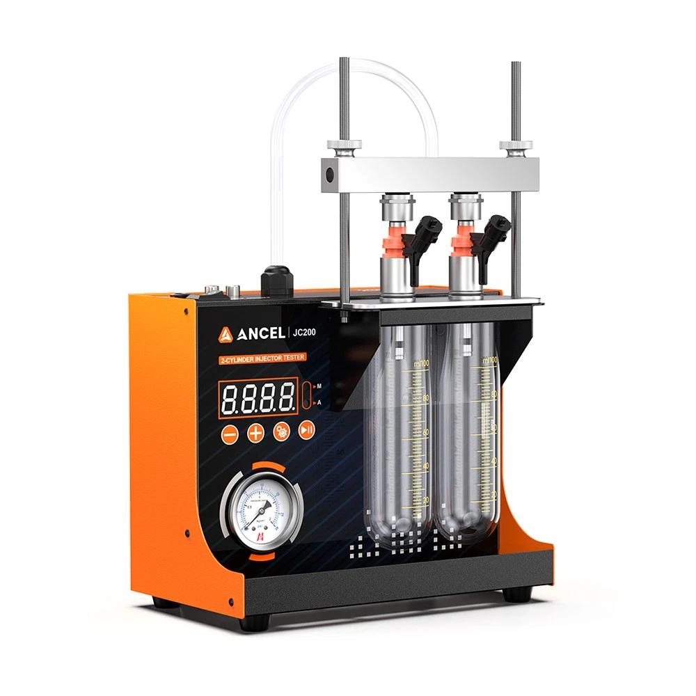 ANCEL JC200 2-Cylinder Fuel Injector Tester & Flow Cleaner Removes Light Surface Deposits During Testing, Adjustable Pressure, Built-in 12V Pump for Cars & Motorcycles