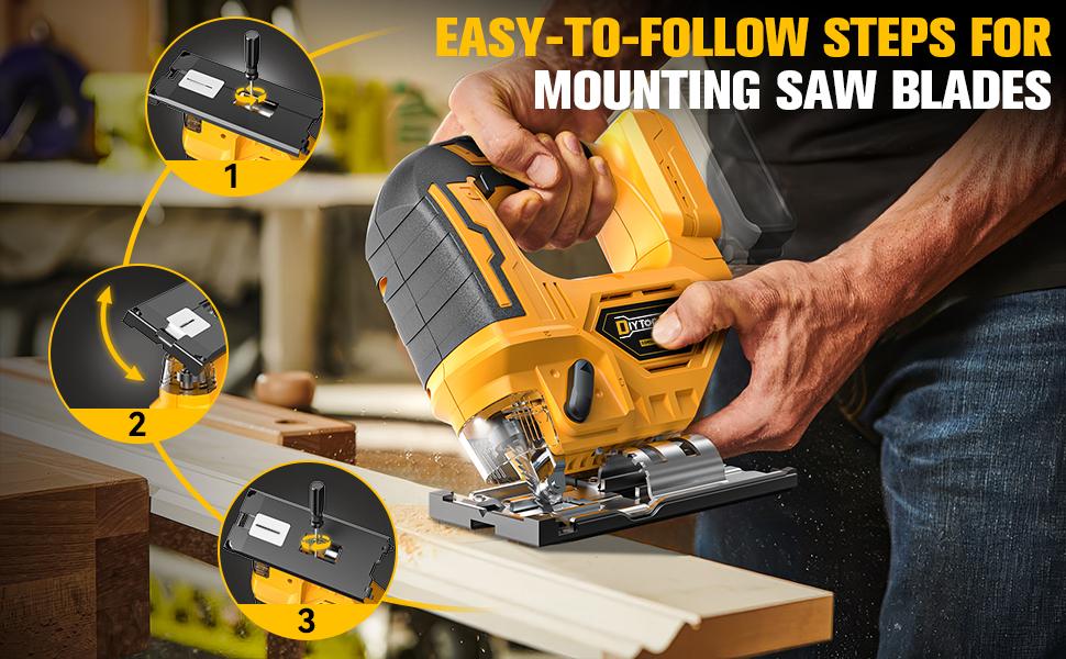 Cordless Jigsaw Compatible with Dewalt 20v Battery(NO Battery!!), Jig Saw Tool Brushless,2900RPM,0&deg;-45&deg;Bevel,3 Orbital Action,LED Light for Straight/Curve Cutting