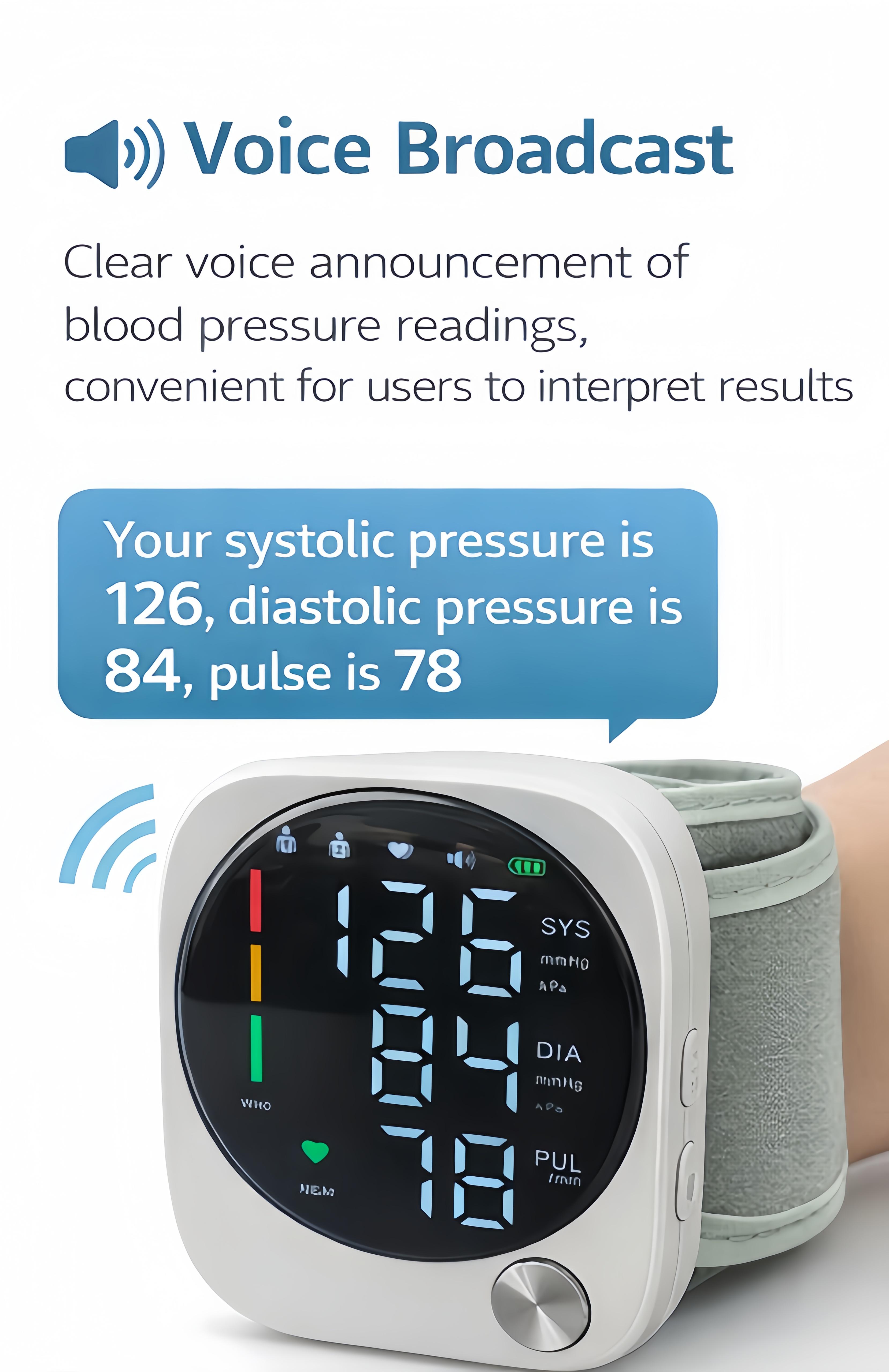 【New Upgraded】Rechargeable Wrist Blood Pressure  with LED Touch Screen, Voice Broadcast & 99x2 Memory &mdash; Accurate Home BP Tracking Made Simple,Suitable 5.3 - 7.6 inches