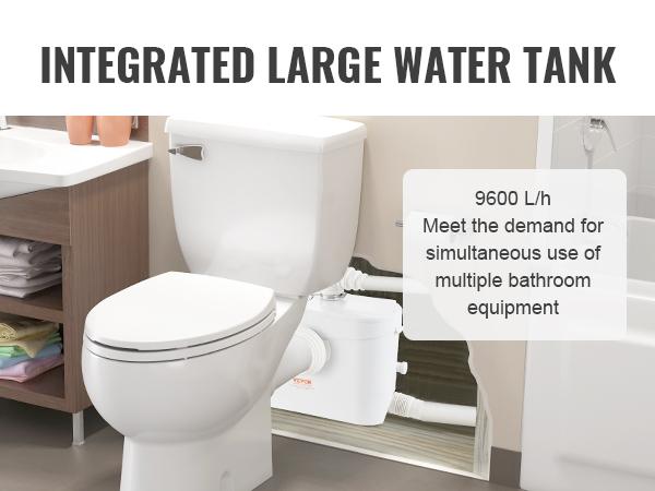 fathersdaygift  VEVOR Macerator Pump, 700W, 9600 L/h Flow, 32.8 ft/10 m Head, Macerator Sewerage Sump Pump with 3 Water Inlets for Toilet, Basement, Kitchen, Sink, Shower, Bathtub Waste Water Disposal Upflush Machine