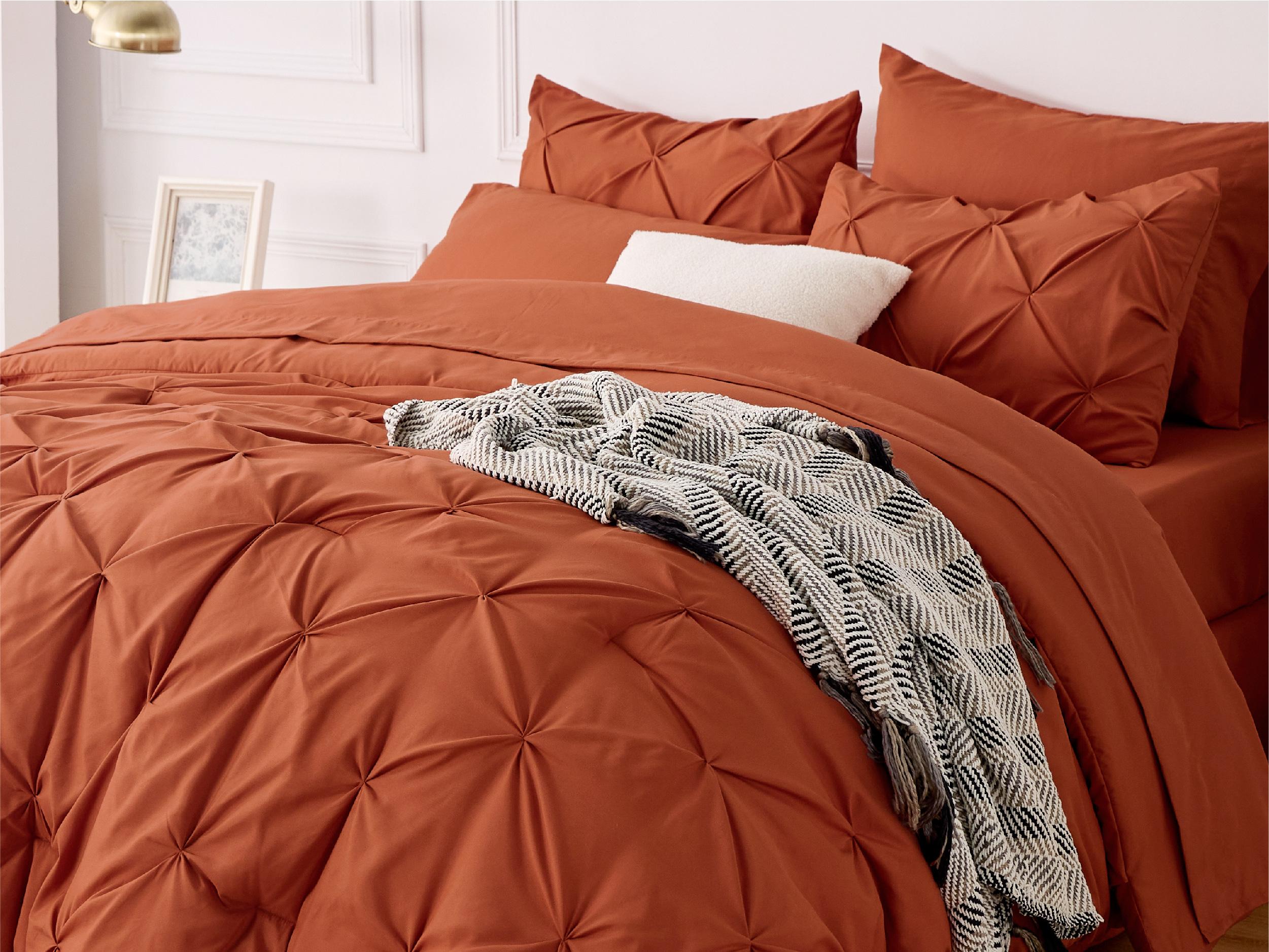 【Memorial Day Deals】Bedsure Soft  Washable Pintuck Comforter Set -4/7-Piece Set, Multi-Color, Cloud-like, Ultra-Soft, Elegant Design,  Luxury Bedroom Decor Accessories, Breathable, All-Season Bedding, Hotel Quality