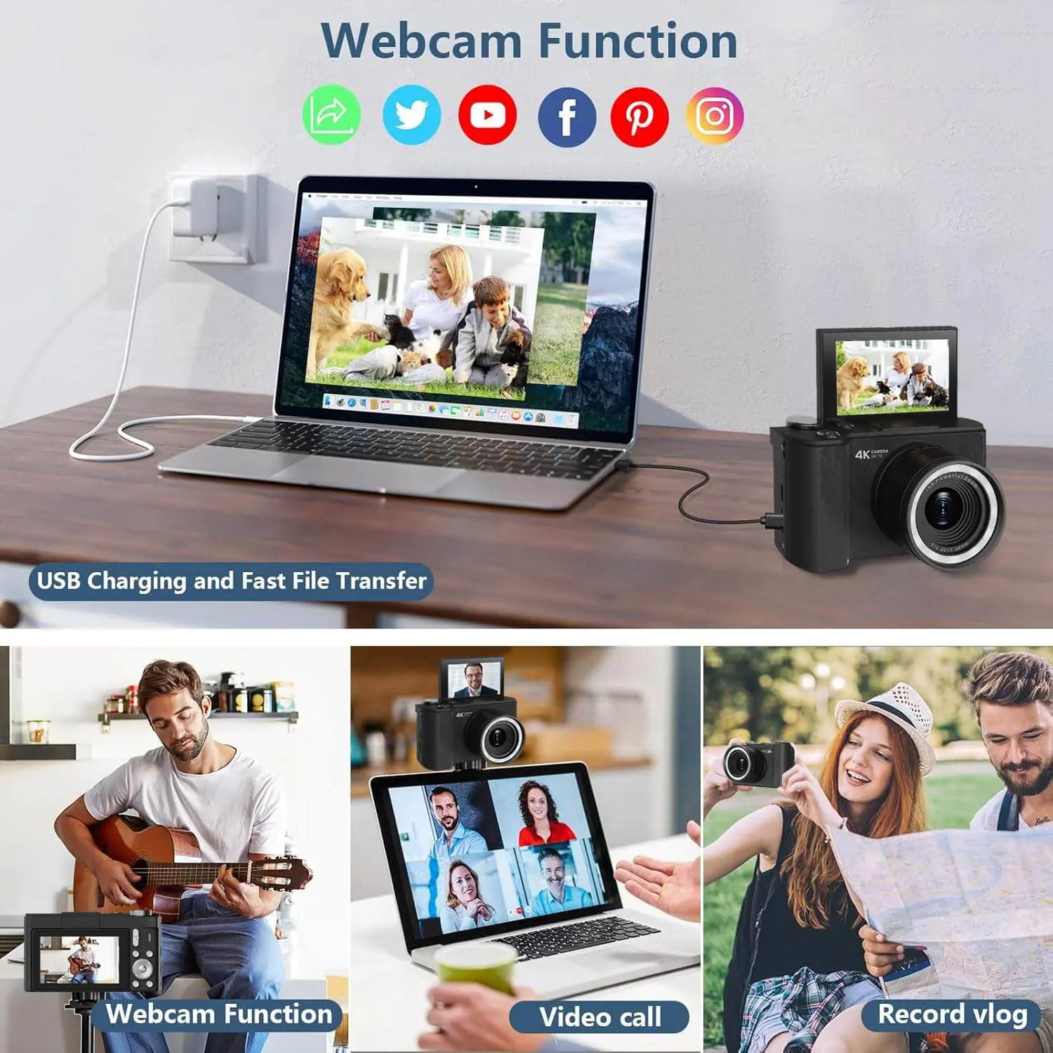 Digital Camera for Photography, Y2K Foldable Screen Portable Vlogging Camera with 32GB SD Card, Wrist Strap, Self Timer, Smooth Video vlogging Camera, Ideal Gift for Girls, Boys Teenagers, and Beginners, Birthday Christmas Valentine's Day Gift