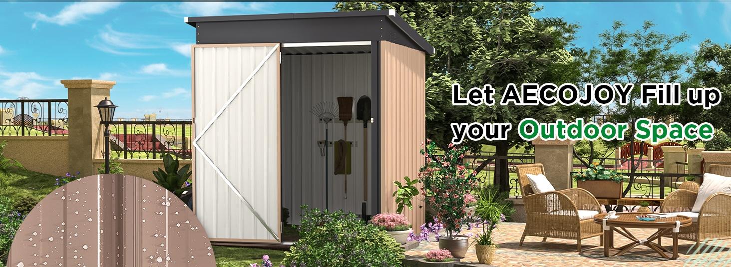 YODOLLA 5' x 3' Modern Metal Outdoor Storage Shed, 16.6 sq. ft. space with lockable door, ideal for garden, backyard, patio, and tool storage YODOLLA 5' x 3' Modern Metal Outdoor Storage Shed, 16.6 sq. ft. space with lockable door, ideal for garden, backyard, patio, and tool storage