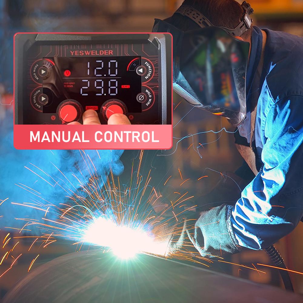 YESWELDER YWM-160 Gas Gasless MIG Welder 160Amp | 110/220V Dual Volts, Smart MIG Function, Digital Display | Gas/Flux Core/Lift TIG/Stick 4-in-1 Welding Machine