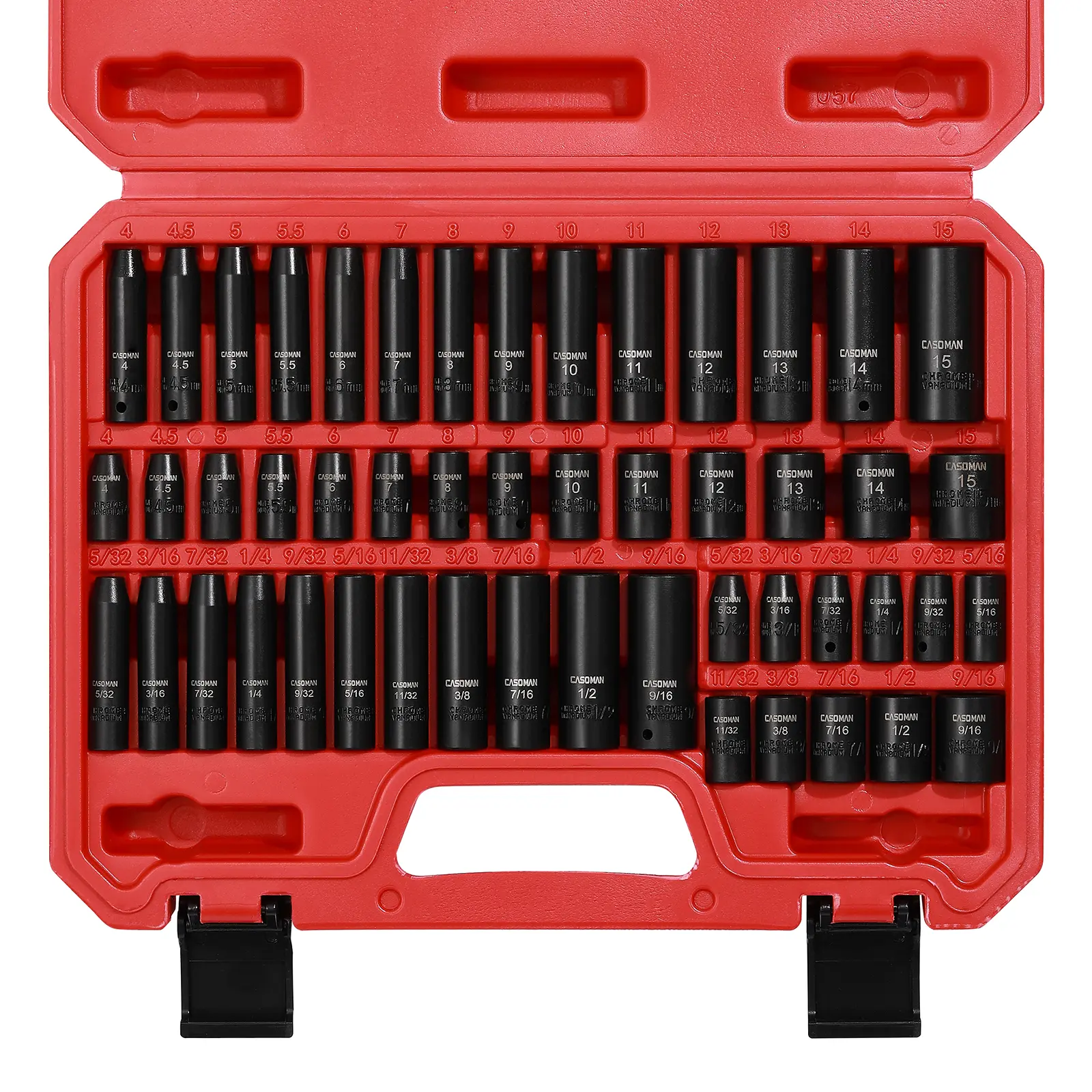 50PCS 1/4 Inch Drive Master Impact Socket Set,Metric/SAE,Deep/Shallow,6 Point,CR-V, 5/32 Inch - 9/16 Inch, 4mm - 15mm High Torque Tool Hex Wrenches