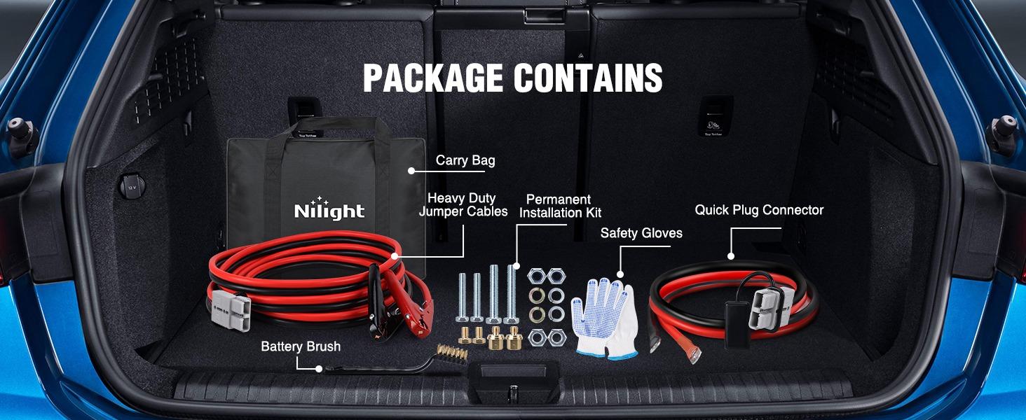 Nilight 0 Gauge 25 Feet Heavy Duty Jumper Cables 1000 Amp Booster Battery Cables with Permanent Installation kit and Quick Connect Plug Includes carrying bag for 12V & 24V Cars SUVs and Trucks summervibes fathersdaygift Nilight 0 Gauge 25 Feet Heavy Duty Jumper Cables 1000 Amp Booster Battery Cables with Permanent Installation kit and Quick Connect Plug Includes carrying bag for 12V & 24V Cars SUVs and Trucks summervibes fathersdaygift