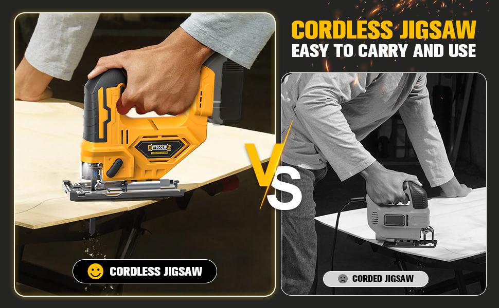 Cordless Jigsaw Compatible with Dewalt 20v Battery(NO Battery!!), Jig Saw Tool Brushless,2900RPM,0&deg;-45&deg;Bevel,3 Orbital Action,LED Light for Straight/Curve Cutting